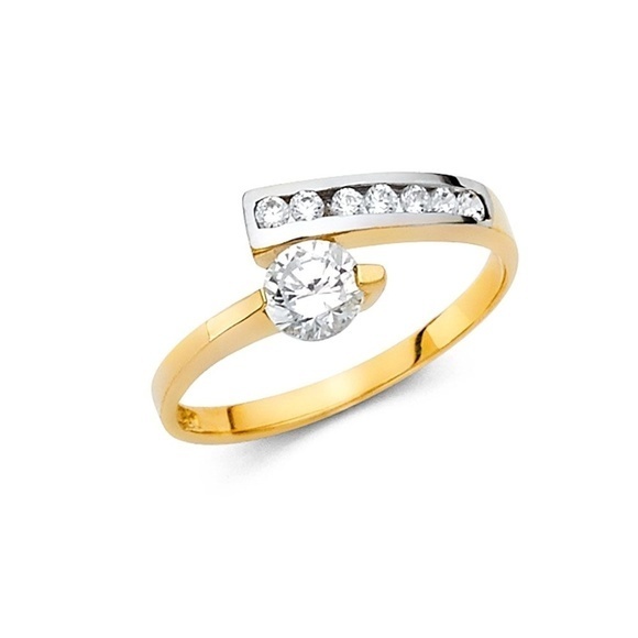 Solid 14k Yellow Gold Band Engagement Curve Design